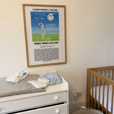 Twinkle Twinkle Little Star album artwork lyrics print in a real nursery