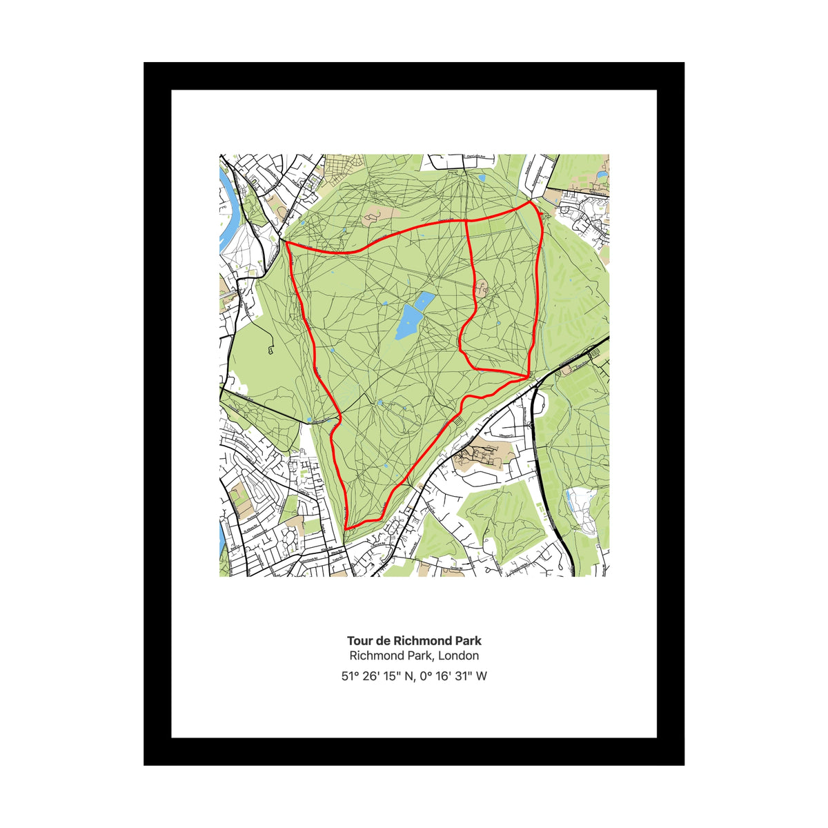 Personalised cycling route map print — a gift for cyclists