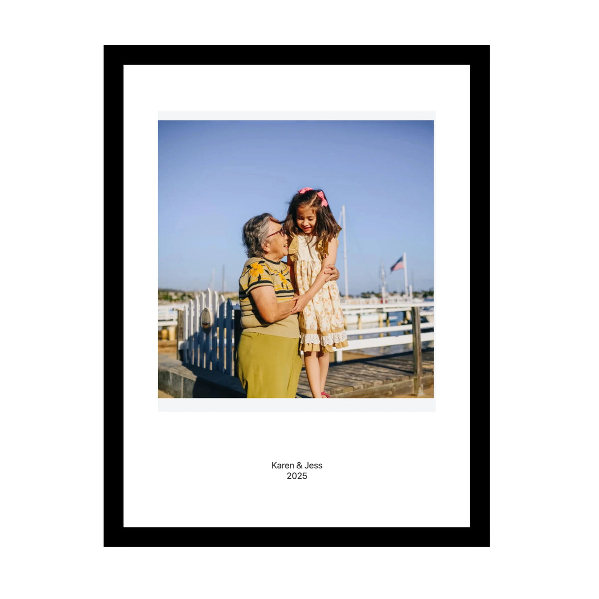 Personalised framed caption photo print — a gift for grandma