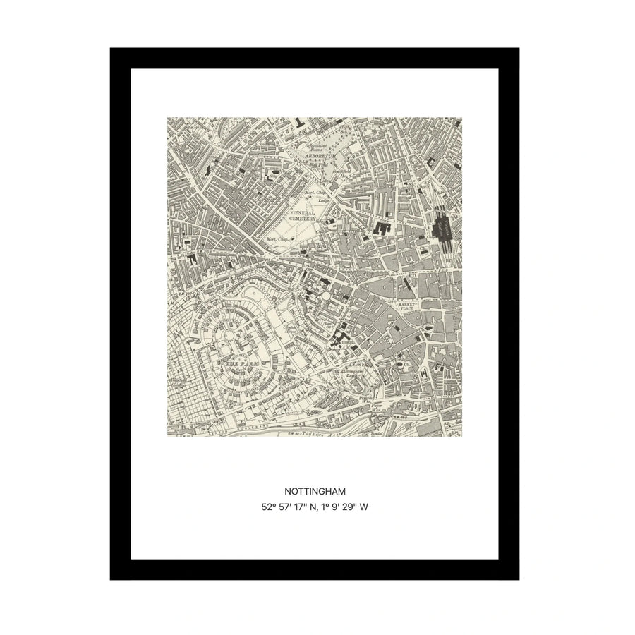 Old OS map of Nottingham