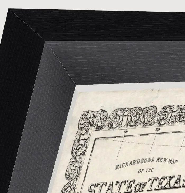 Vintage 1861 Richardson map of the State of Texas, framed reproduction print framed