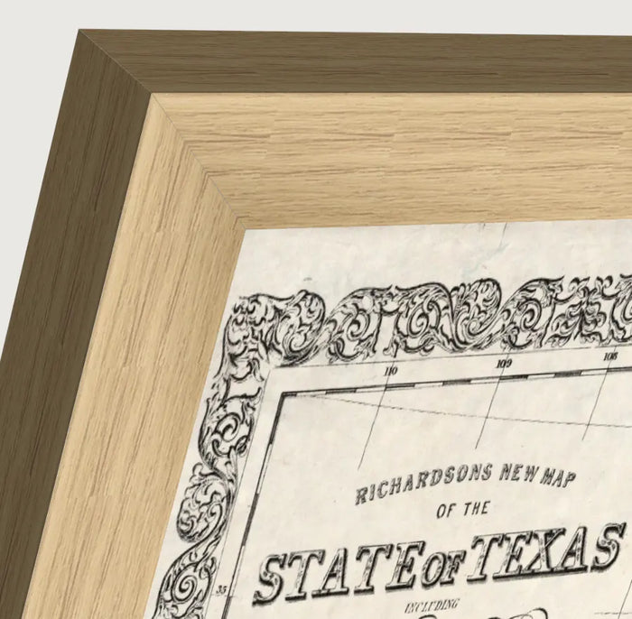 Vintage 1861 Richardson map of the State of Texas, framed reproduction print framed