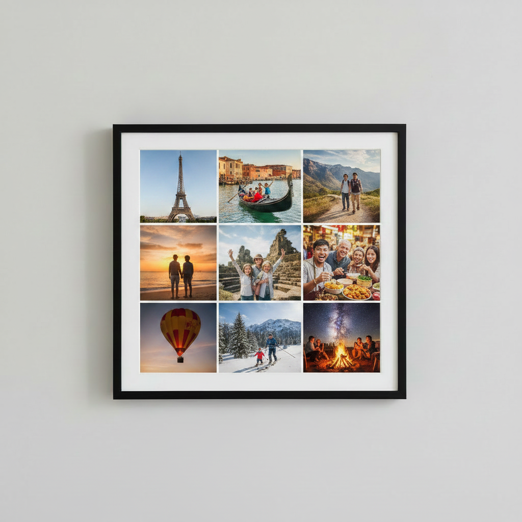 Framed wall photo collage print