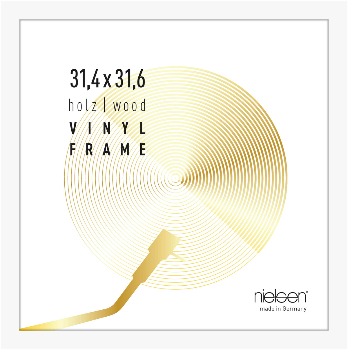 White wood Nielsen vinyl record frame for a 12-inch LP