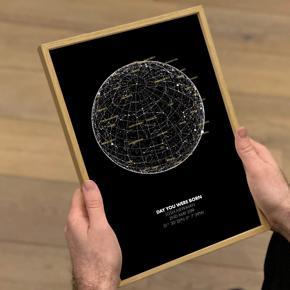 Star map print for the day you were born — personalised night sky