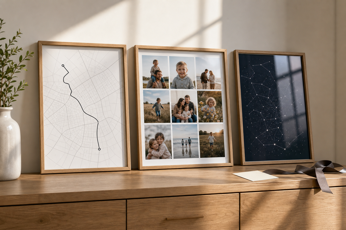 Personalized route map photo collage and star map gifts compared
