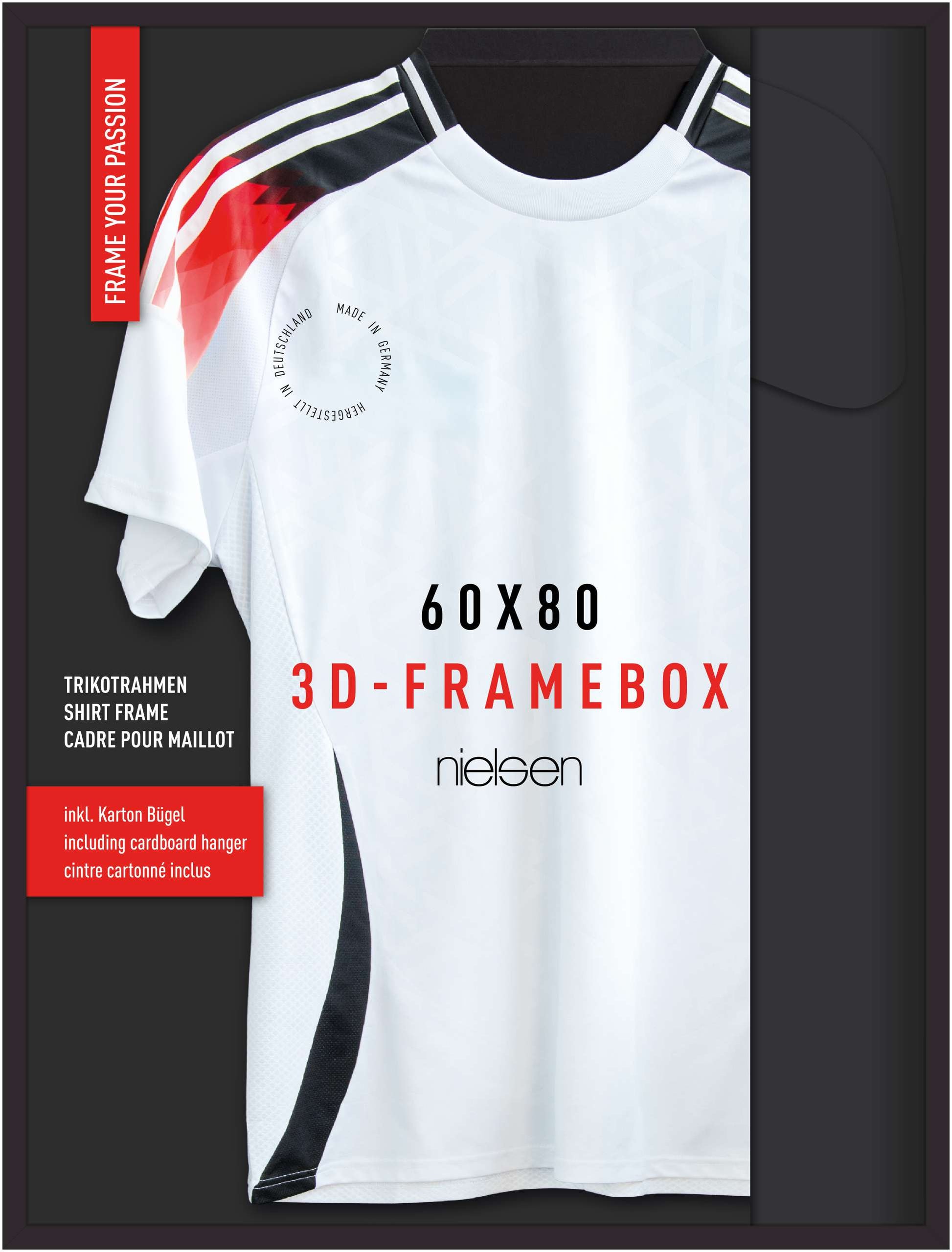 Football jersey display frame 60x80cm jet black