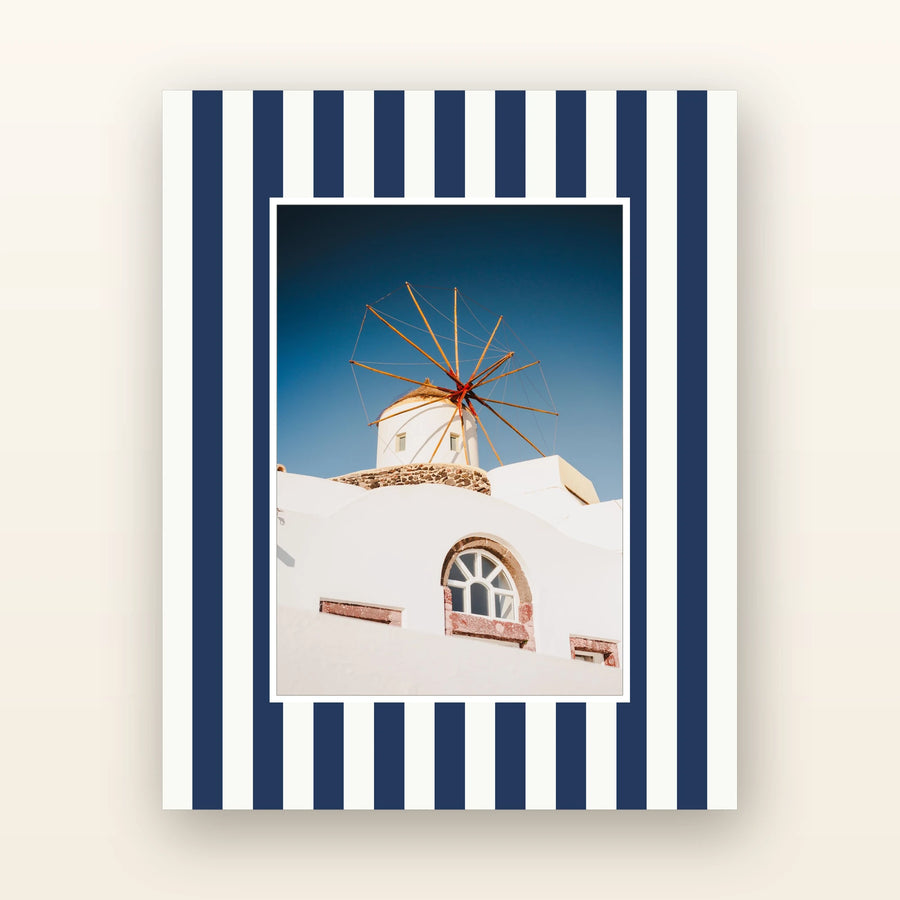 Navy striped picture mat — acid-free picture mat with an 8x10 board and 5x7 opening