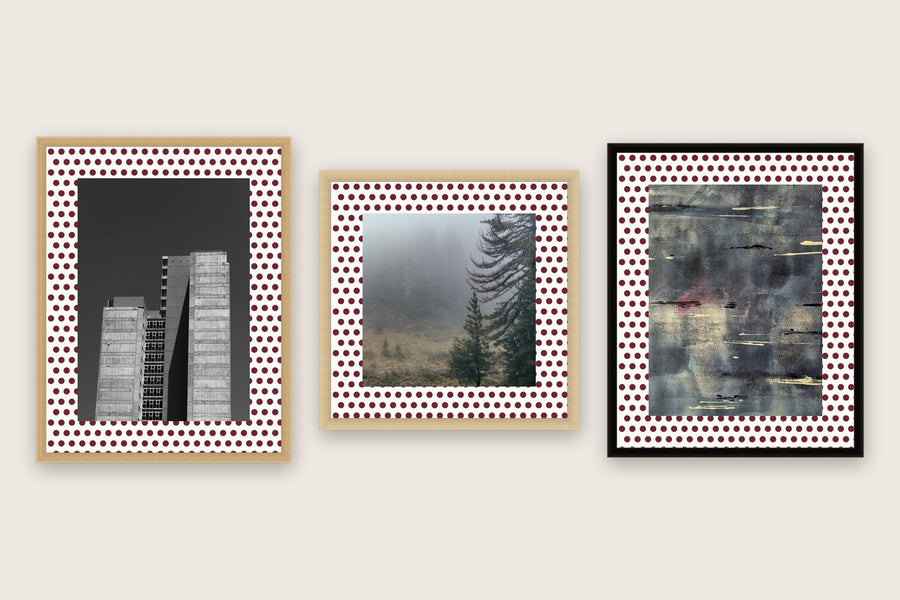 Three framed prints with polka dots premium mat boards cut to size — a-style-polka