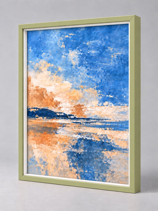 Olive Green Wood picture frame - whole frame, gallery build with a fillet