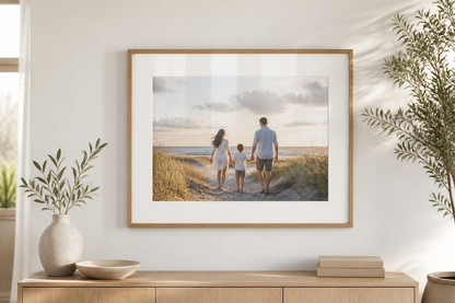 Framed family photograph with a single-opening conservation mat
