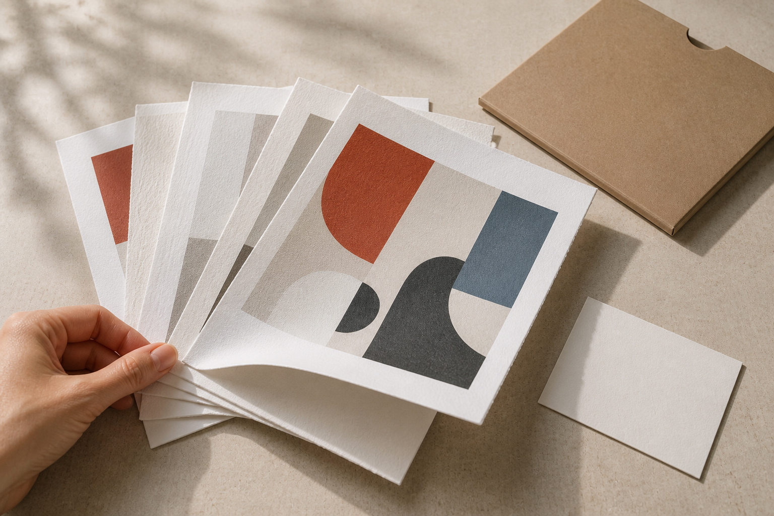 Fine-art paper and canvas print samples showing different textures