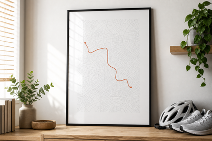 Custom running or cycling route map displayed in a black frame