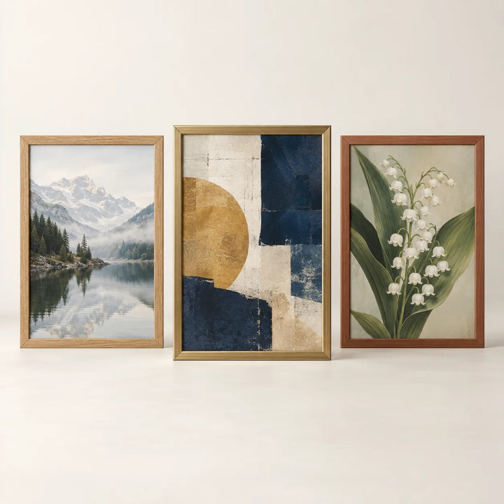 Three picture frames illustrating the 17 by 24 inch size