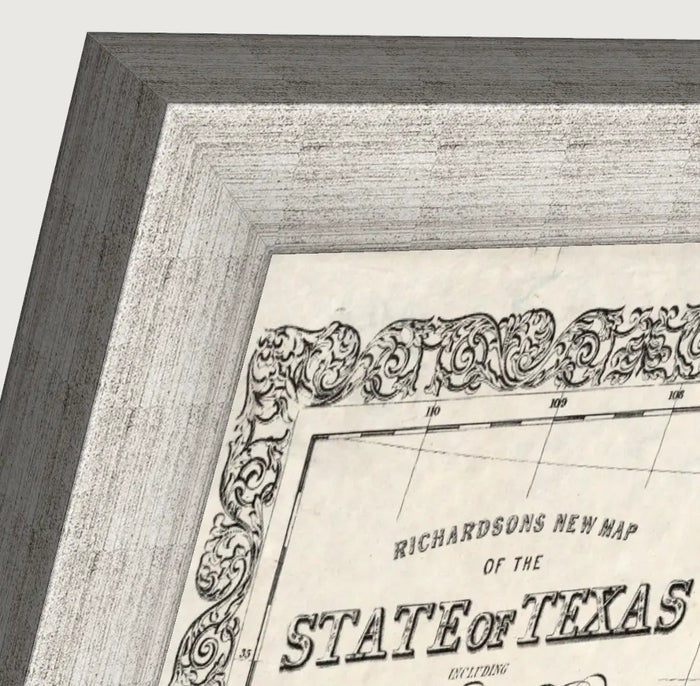 Vintage 1861 Richardson map of the State of Texas, framed reproduction print framed