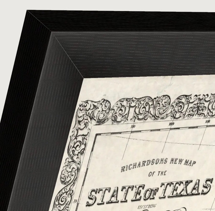 Vintage 1861 Richardson map of the State of Texas, framed reproduction print framed